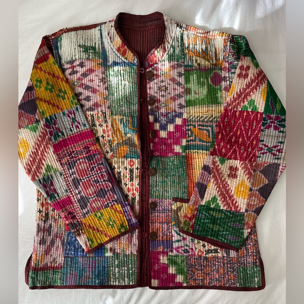 Unisex Vintage Silk Quilt Coat